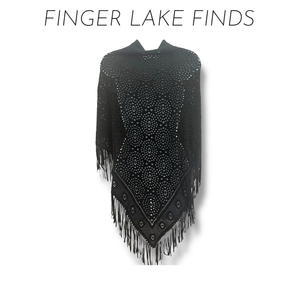 Cherie Bliss Black Fringe Shawl